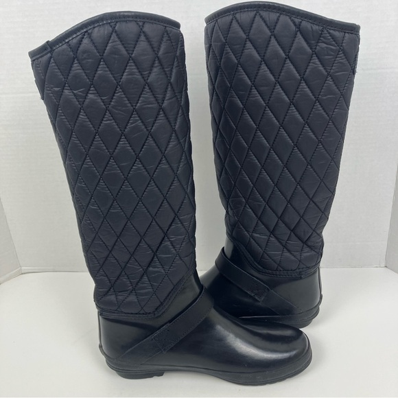 Sperry Top-Sider Hingham Black Tall Quilted Rubber Waterproof Rain Boots Sz 6 - Picture 13 of 16